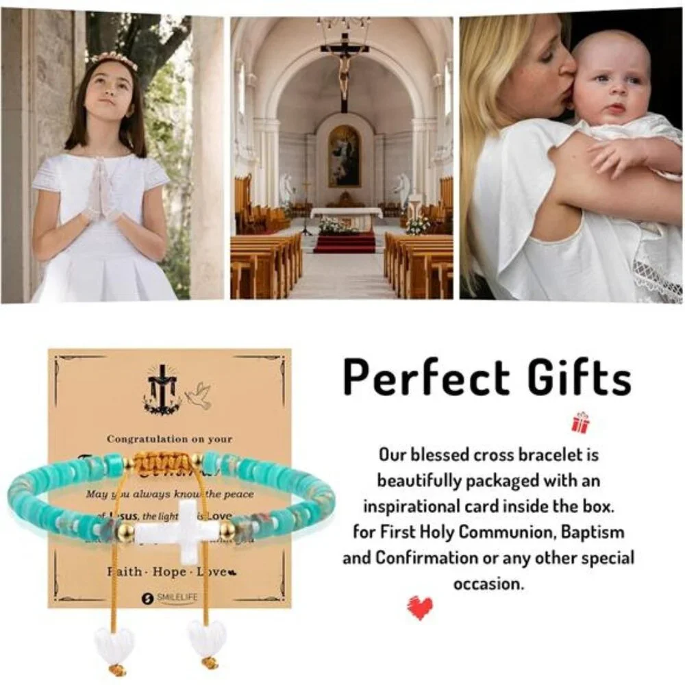 Cross Bracelet for Women, Girls & Boys - First Communion, Baptism & Christian